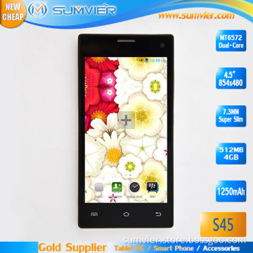 Cheap Mtk6572 Dual Core 4.5inch Wholesale Cell Phone (S45)